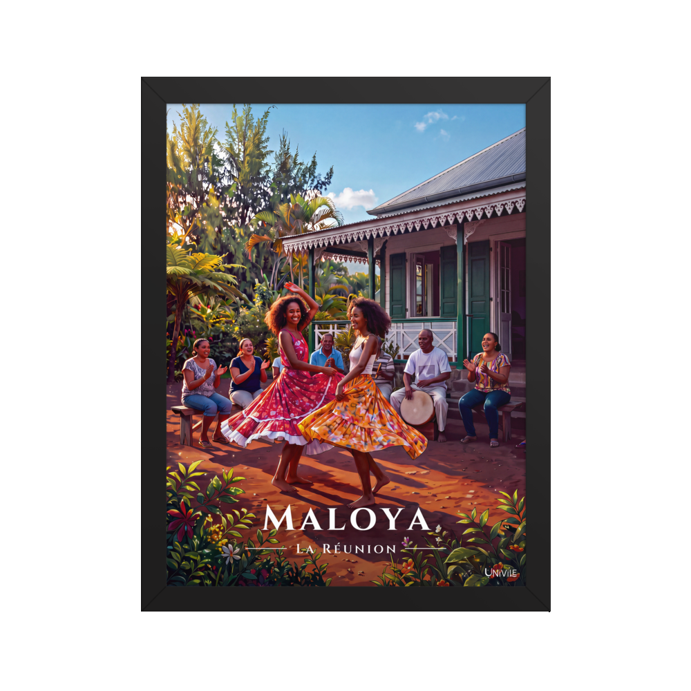 Affiche de La Réunion Maloya 30 × 40 cm / Noir - Univile La Réunion
