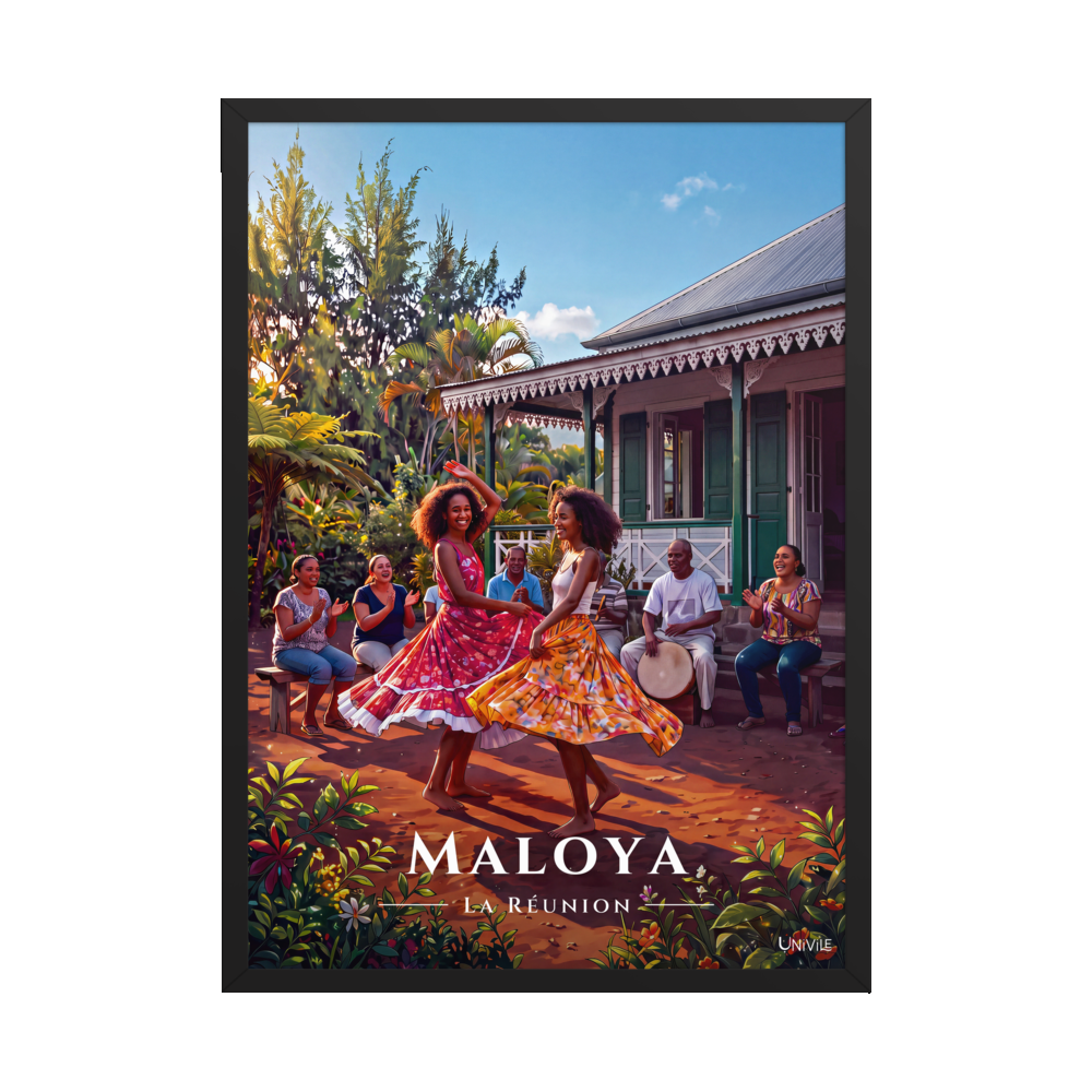Affiche de La Réunion Maloya 50 × 70 cm / Noir - Univile La Réunion