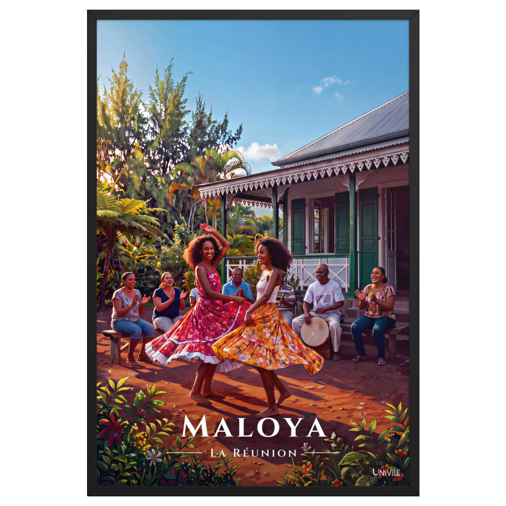 Affiche de La Réunion Maloya 61 × 91 cm / Noir - Univile La Réunion