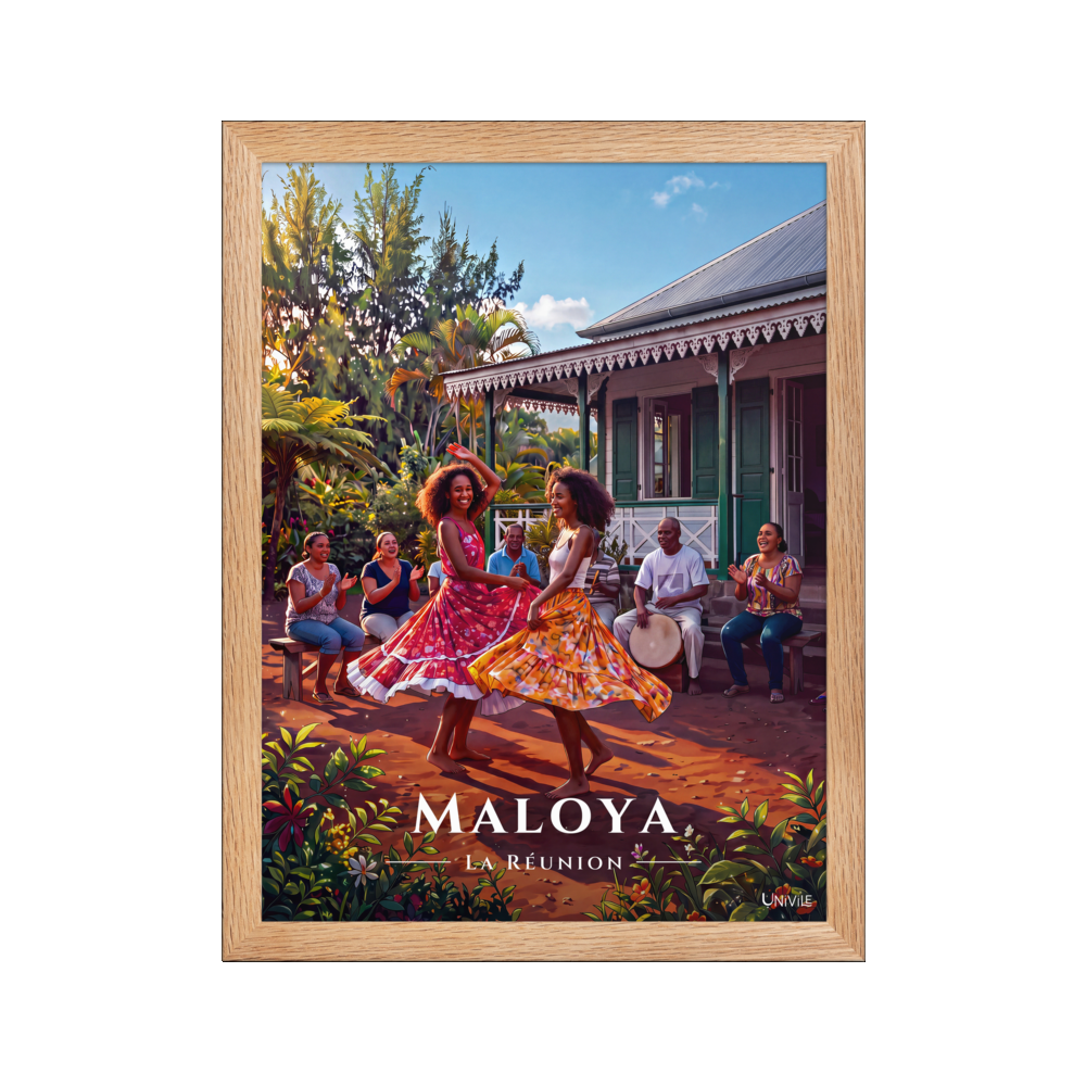 Affiche de La Réunion Maloya 30 × 40 cm / Oak - Univile La Réunion
