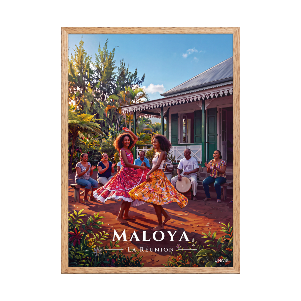 Affiche de La Réunion Maloya 50 × 70 cm / Oak - Univile La Réunion