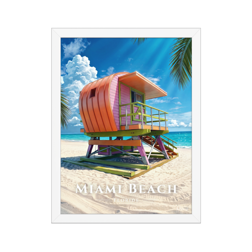 Affiche de Floride Miami Beach 30 × 40 cm / Blanc - Univile Floride