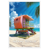 Affiche de Floride Miami Beach 61 × 91 cm / Blanc - Univile Floride