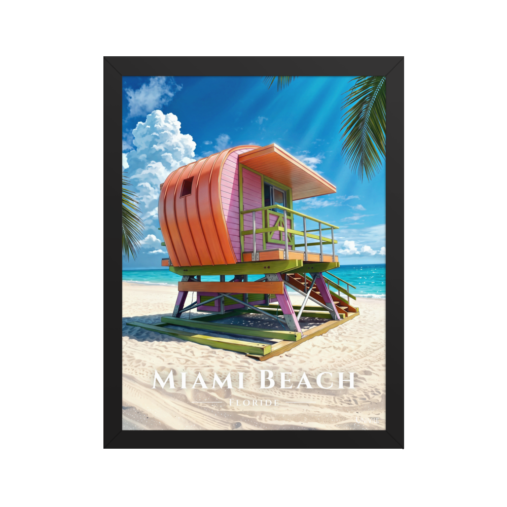 Affiche de Floride Miami Beach 30 × 40 cm / Noir - Univile Floride