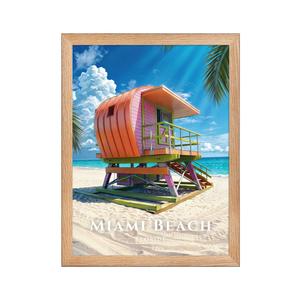 Affiche de Floride Miami Beach 30 × 40 cm / Oak - Univile Floride
