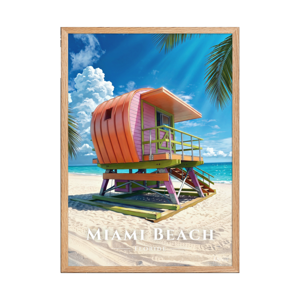 Affiche de Floride Miami Beach 50 × 70 cm / Oak - Univile Floride