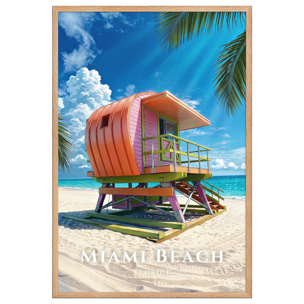 Affiche de Floride Miami Beach 61 × 91 cm / Oak - Univile Floride