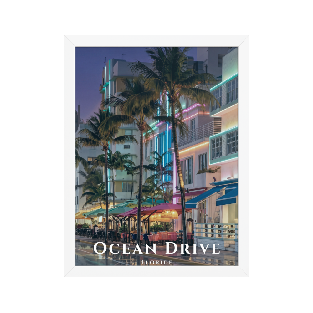 Poster Ocean Drive Blanc 30 × 40 cm