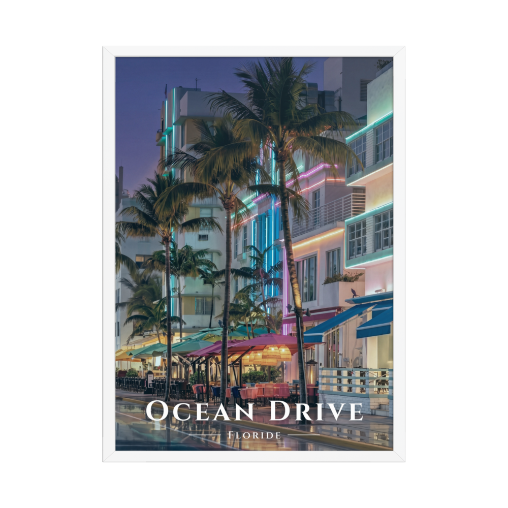 Poster Ocean Drive Blanc 50 × 70 cm