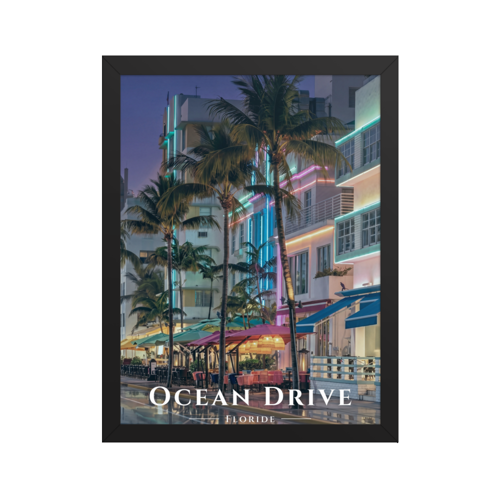 Poster Ocean Drive Noir 30 × 40 cm
