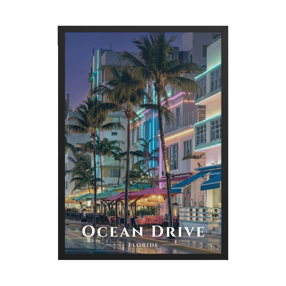 Poster Ocean Drive Noir 50 × 70 cm