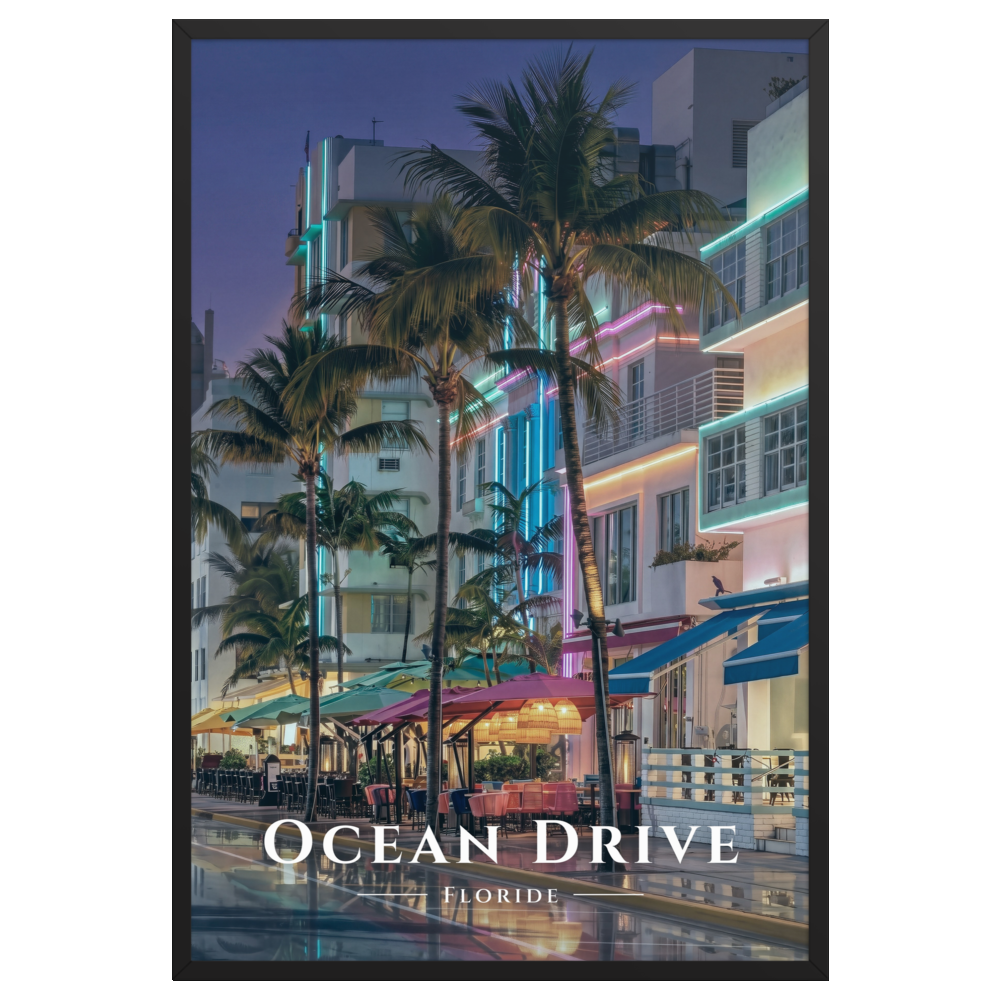 Poster Ocean Drive Noir 61 × 91 cm