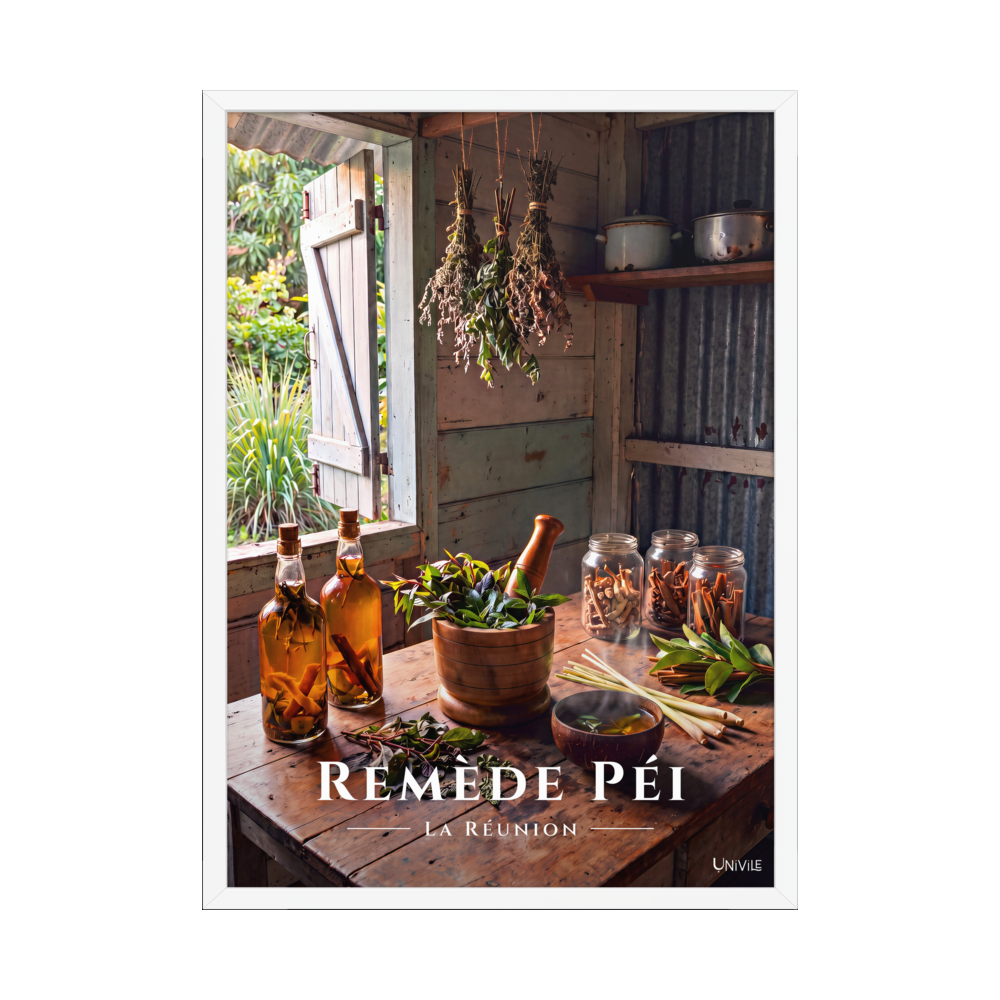 Affiche de La Réunion Remède Péi 50 × 70 cm / Blanc - Univile La Réunion