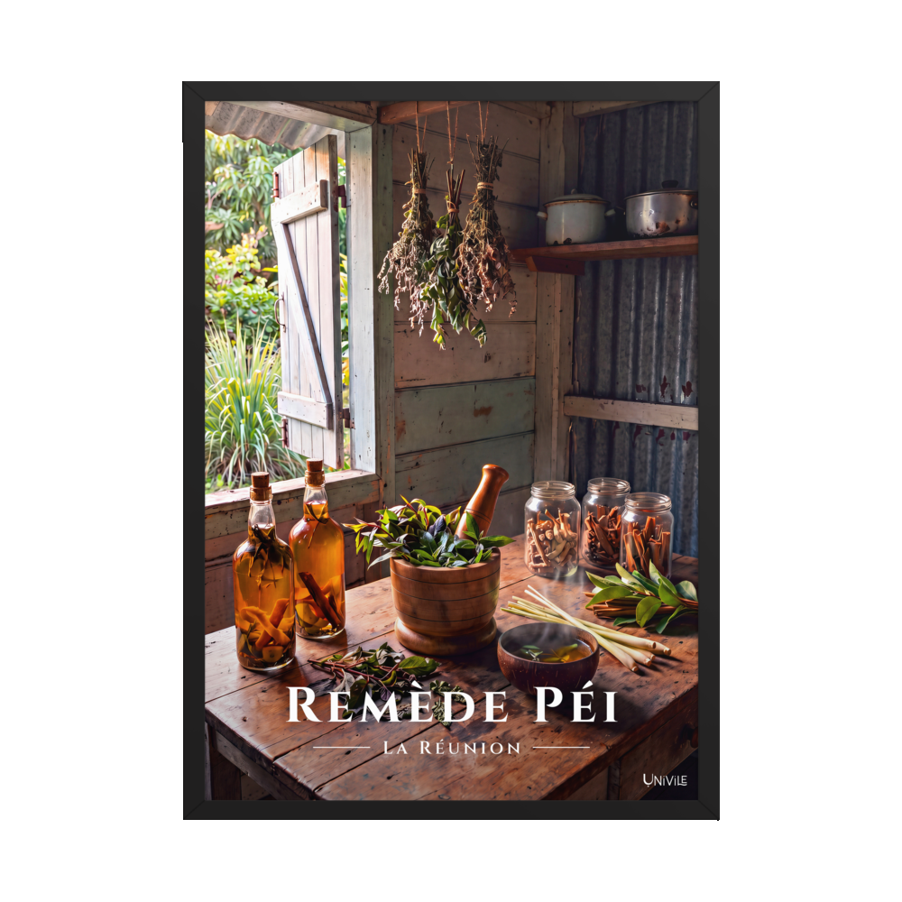 Affiche de La Réunion Remède Péi 50 × 70 cm / Noir - Univile La Réunion