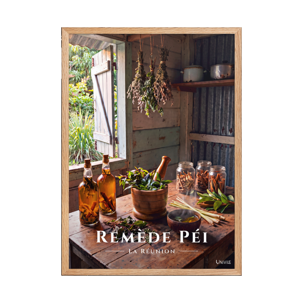 Affiche de La Réunion Remède Péi 50 × 70 cm / Oak - Univile La Réunion