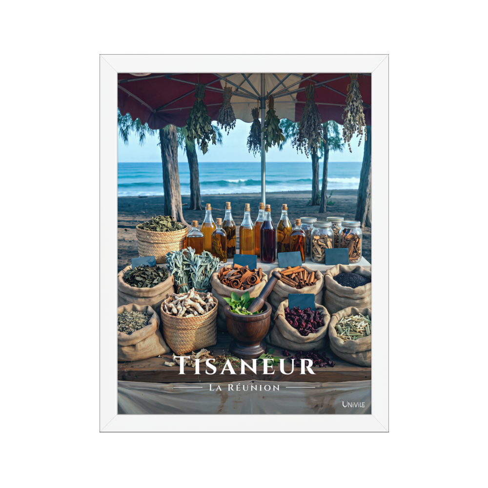Affiche de La Réunion Tisaneur 30 × 40 cm / Blanc - Univile La Réunion