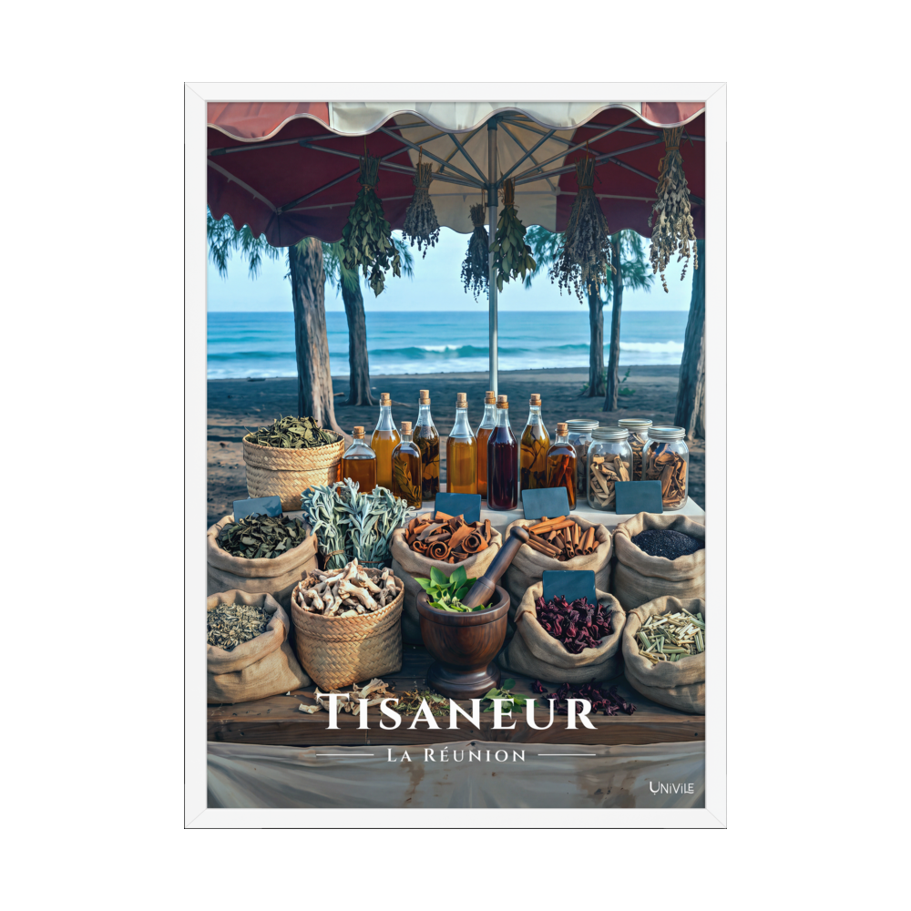Affiche de La Réunion Tisaneur 50 × 70 cm / Blanc - Univile La Réunion