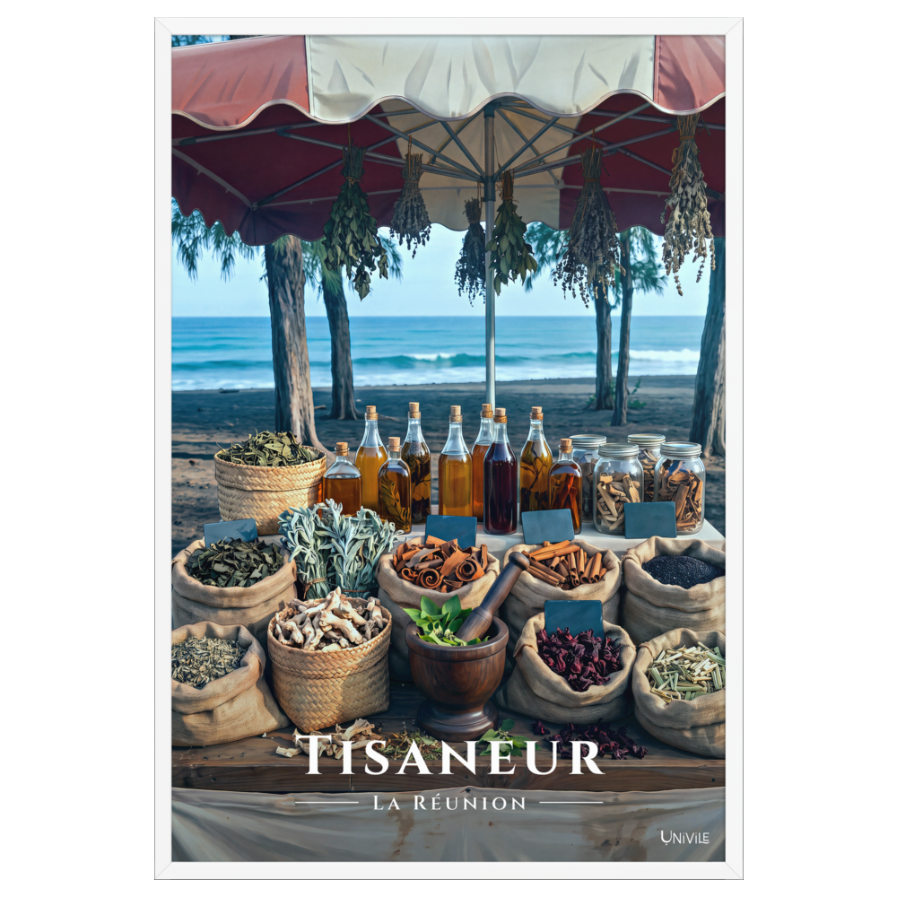 Affiche de La Réunion Tisaneur 61 × 91 cm / Blanc - Univile La Réunion