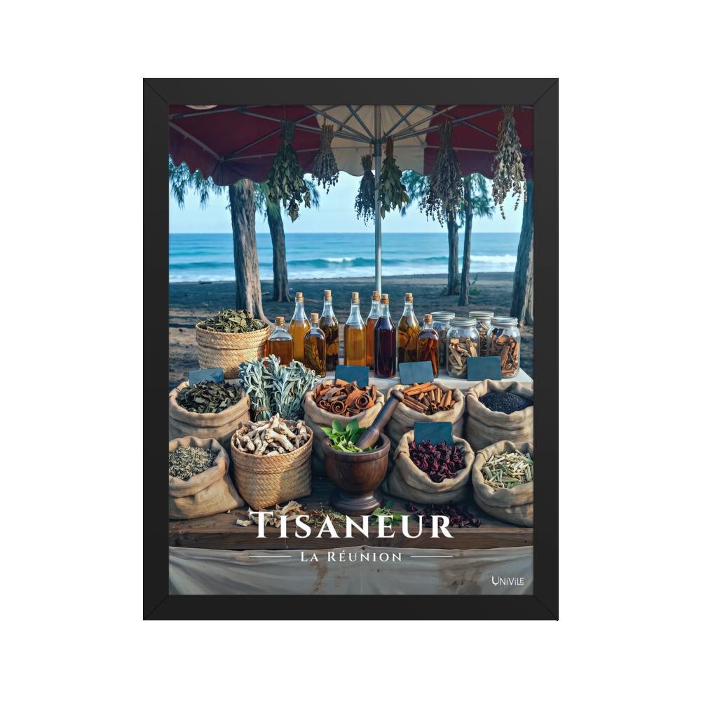 Affiche de La Réunion Tisaneur 30 × 40 cm / Noir - Univile La Réunion