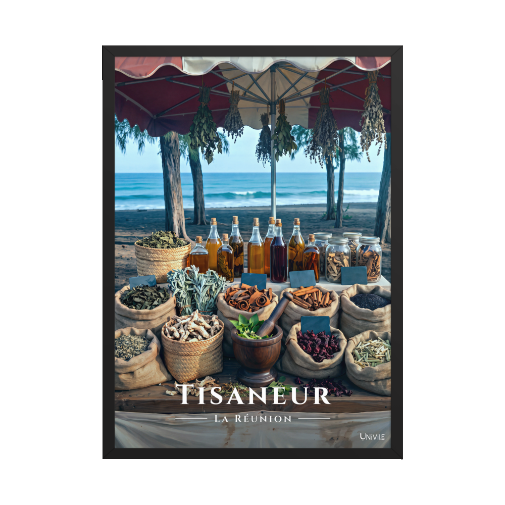 Affiche de La Réunion Tisaneur 50 × 70 cm / Noir - Univile La Réunion