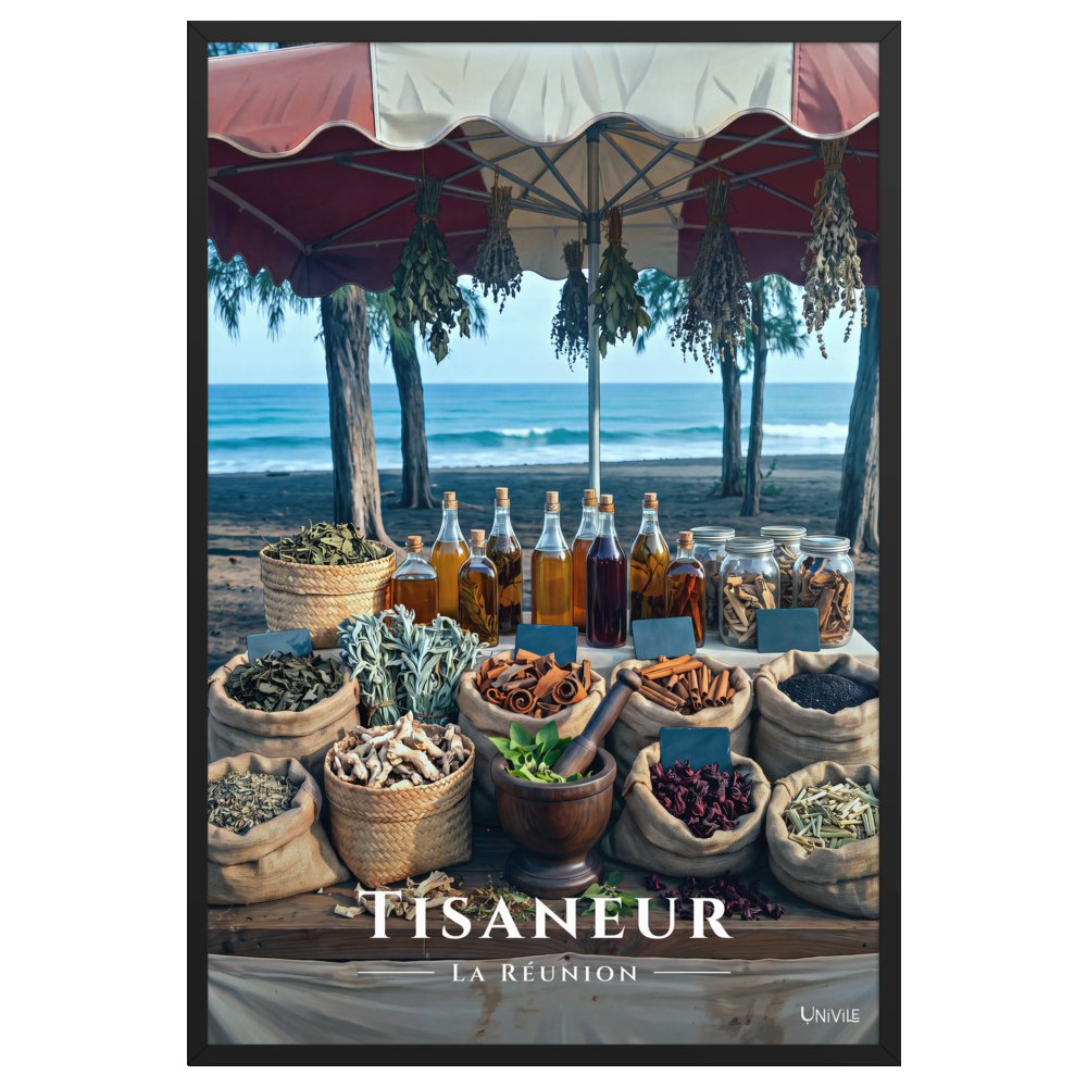 Affiche de La Réunion Tisaneur 61 × 91 cm / Noir - Univile La Réunion
