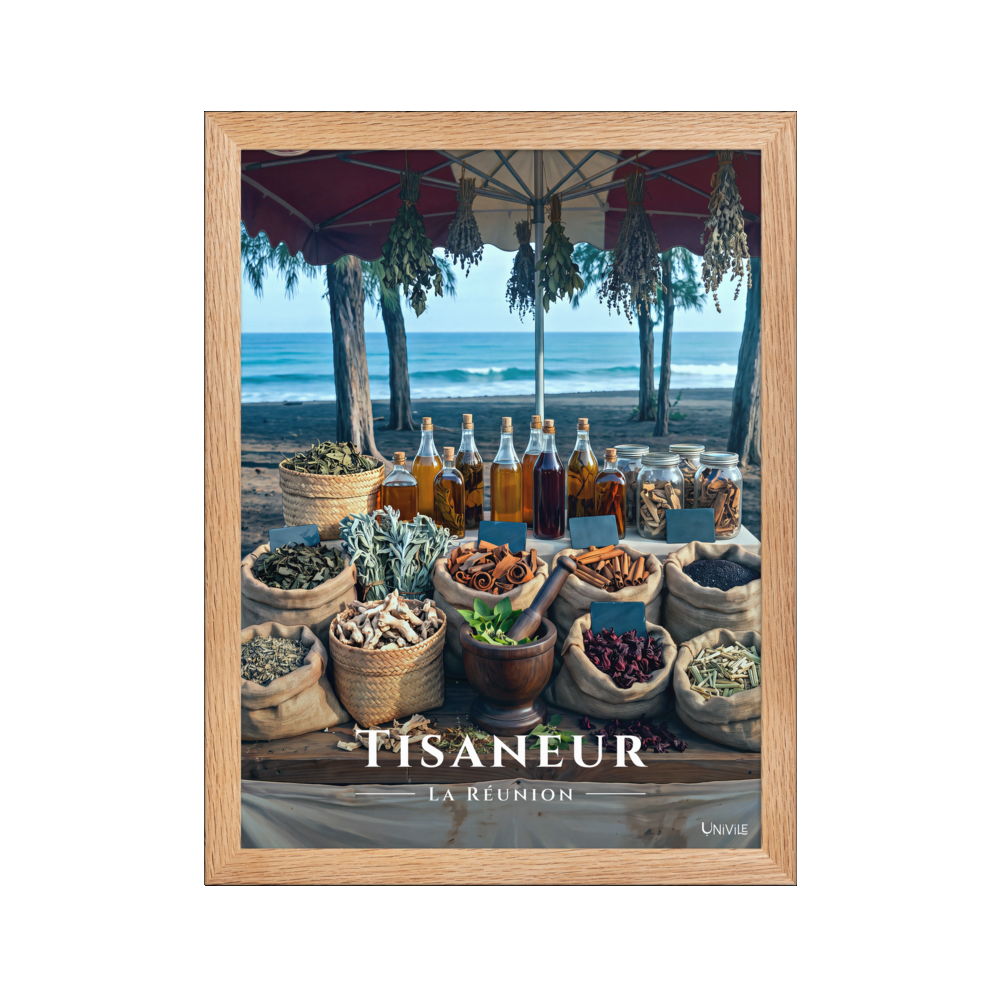 Affiche de La Réunion Tisaneur 30 × 40 cm / Oak - Univile La Réunion