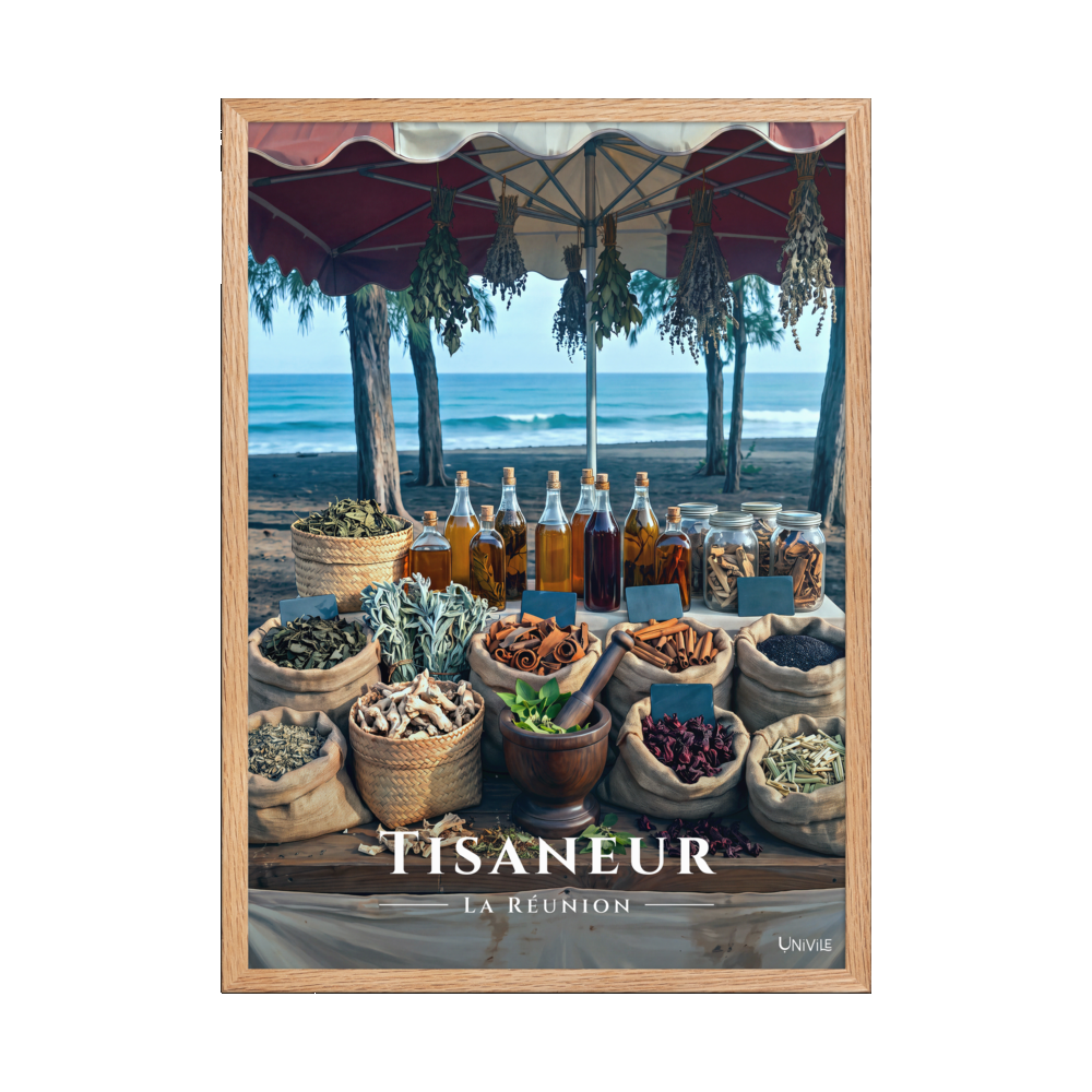 Affiche de La Réunion Tisaneur 50 × 70 cm / Oak - Univile La Réunion