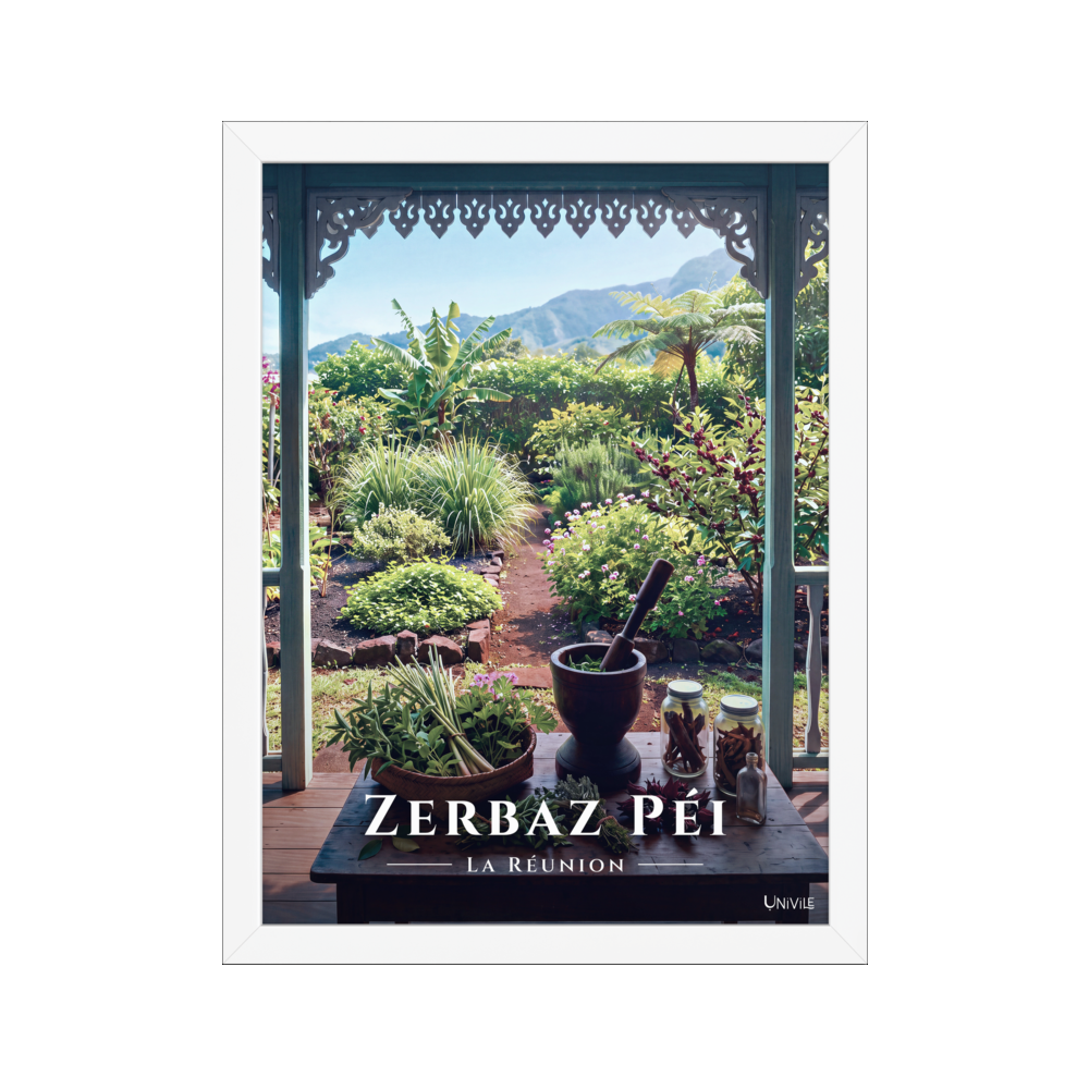 Affiche de La Réunion Zerbaz Péi 30 × 40 cm / Blanc - Univile La Réunion