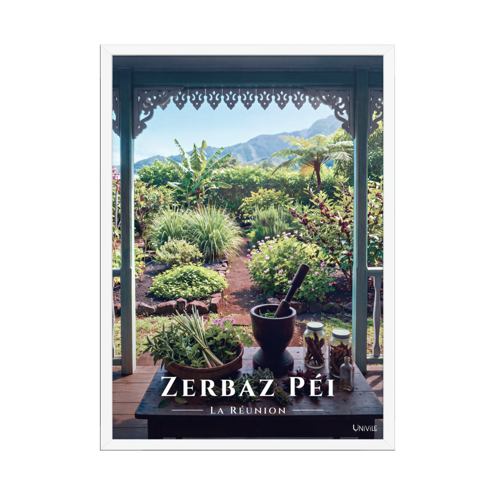 Affiche de La Réunion Zerbaz Péi 50 × 70 cm / Blanc - Univile La Réunion