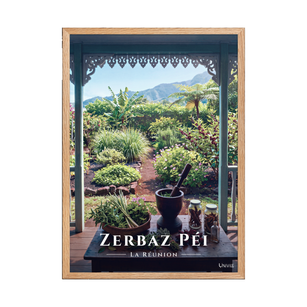 Affiche de La Réunion Zerbaz Péi 50 × 70 cm / Oak - Univile La Réunion
