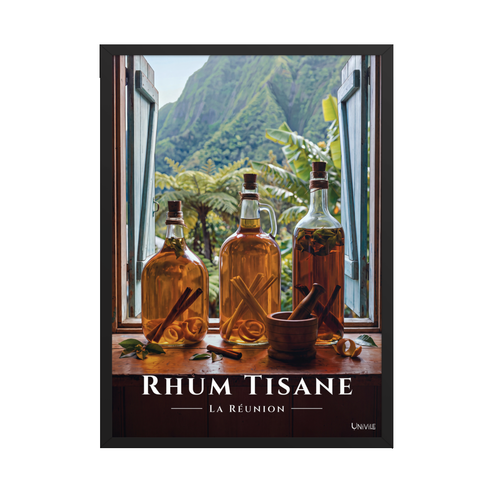 Affiche de La Réunion Rhum Tisane 50 × 70 cm / Noir - Univile La Réunion