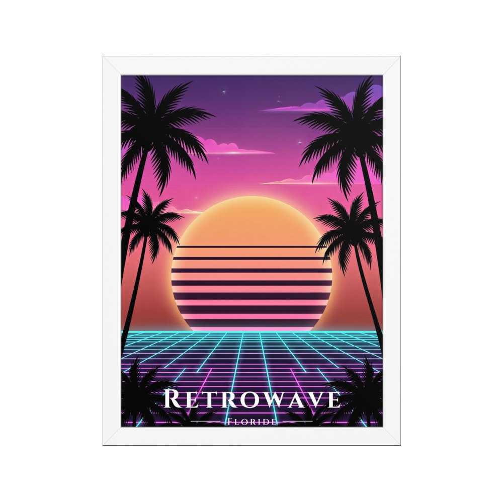 Poster Retrowave Blanc 30 × 40 cm