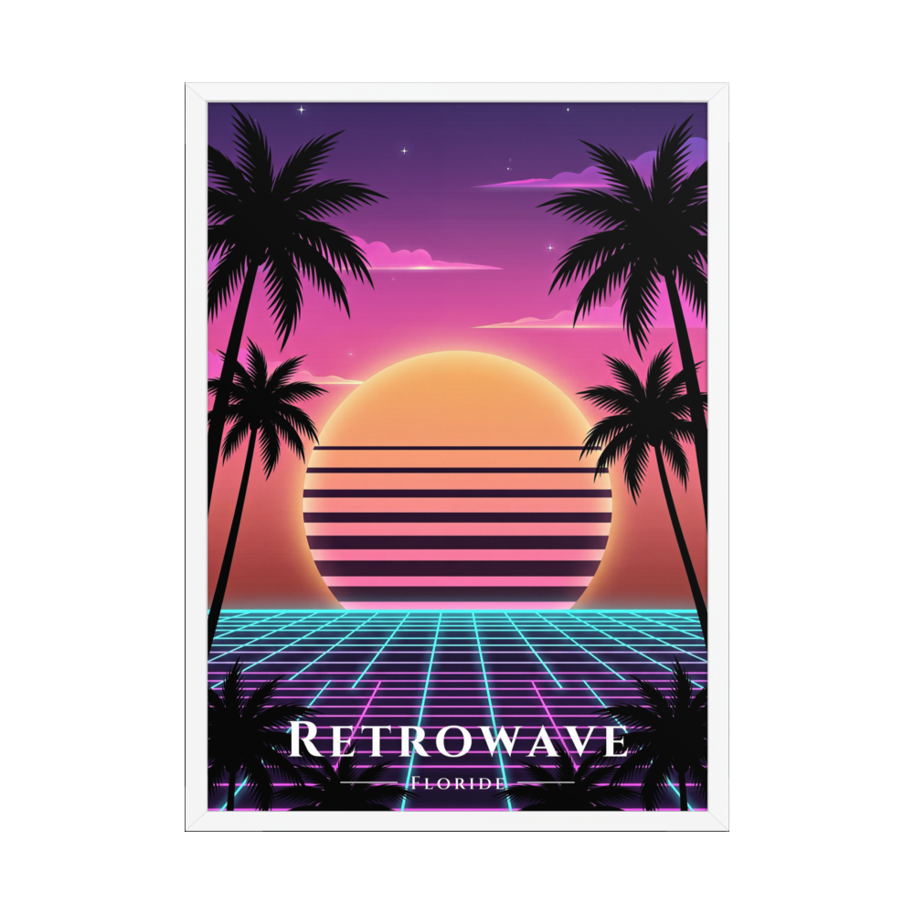 Poster Retrowave Blanc 50 × 70 cm
