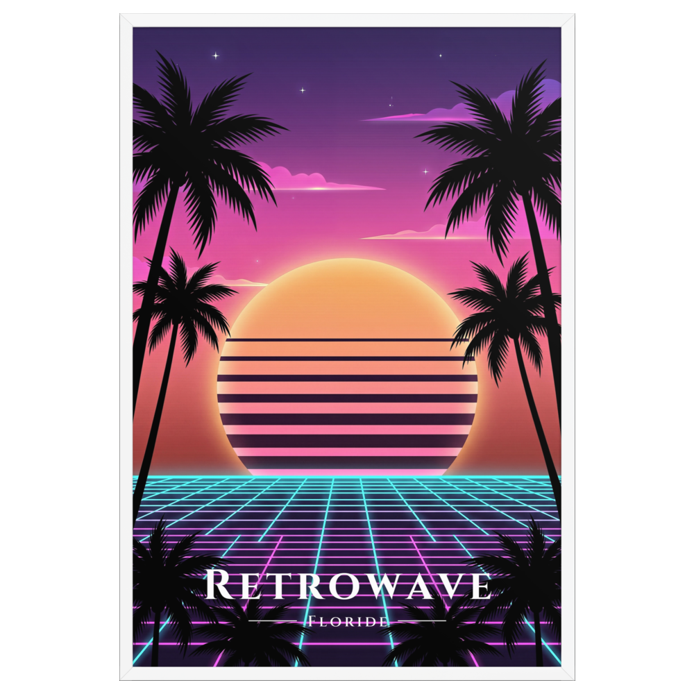 Poster Retrowave Blanc 61 × 91 cm