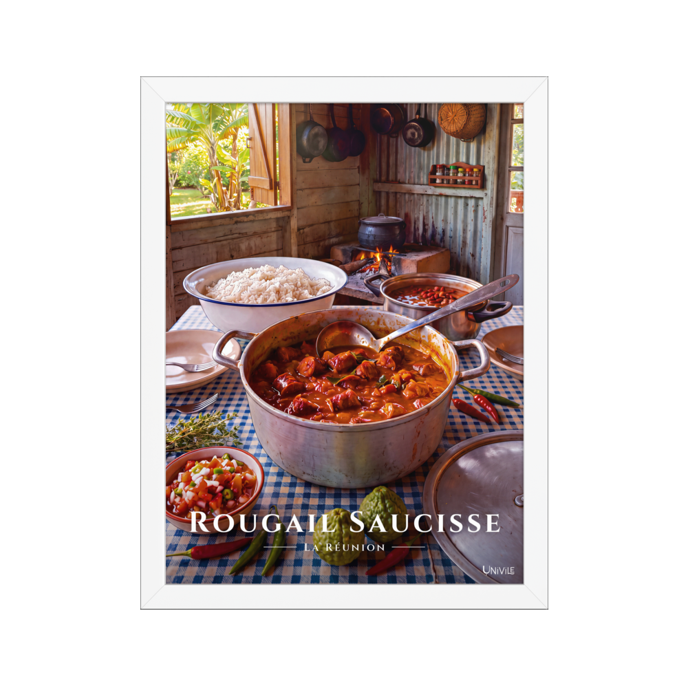 Affiche de La Réunion Rougail Saucisse 30 × 40 cm / Blanc - Univile La Réunion