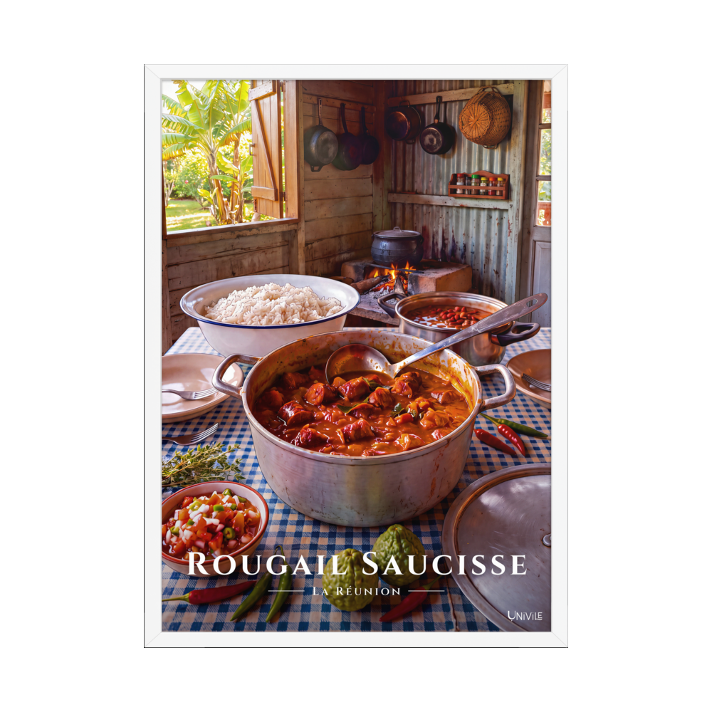 Affiche de La Réunion Rougail Saucisse 50 × 70 cm / Blanc - Univile La Réunion