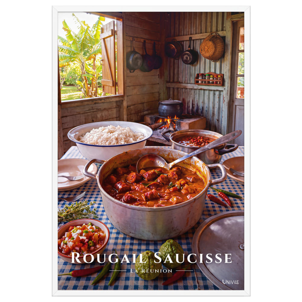 Affiche de La Réunion Rougail Saucisse 61 × 91 cm / Blanc - Univile La Réunion