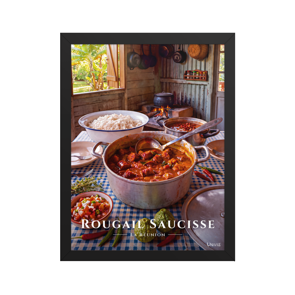 Affiche de La Réunion Rougail Saucisse 30 × 40 cm / Noir - Univile La Réunion