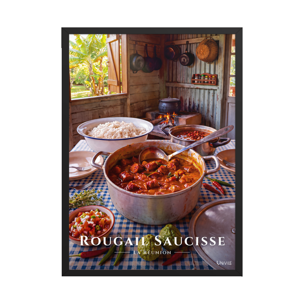 Affiche de La Réunion Rougail Saucisse 50 × 70 cm / Noir - Univile La Réunion