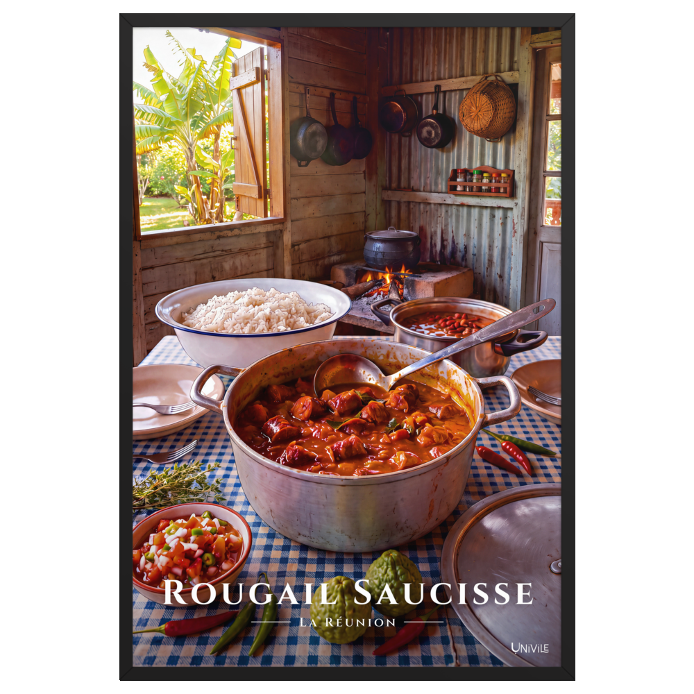 Affiche de La Réunion Rougail Saucisse 61 × 91 cm / Noir - Univile La Réunion