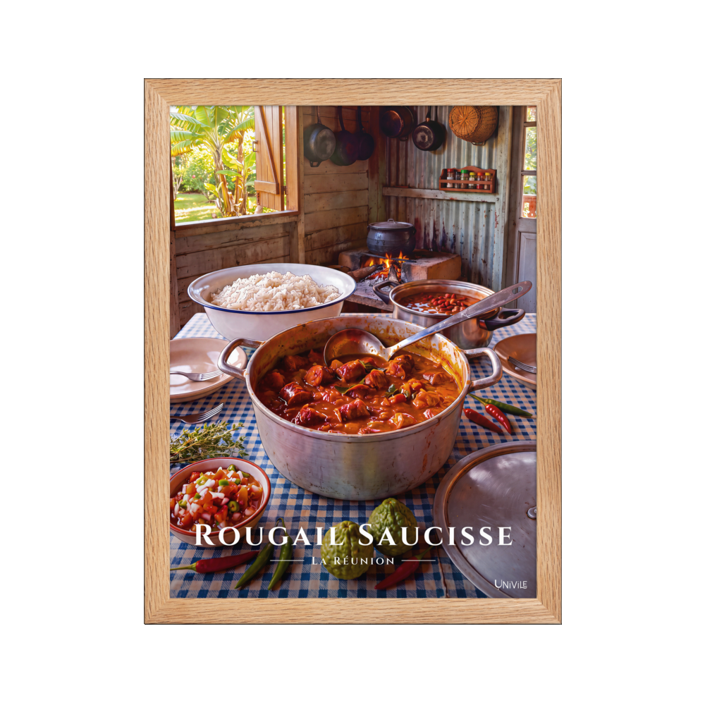 Affiche de La Réunion Rougail Saucisse 30 × 40 cm / Oak - Univile La Réunion