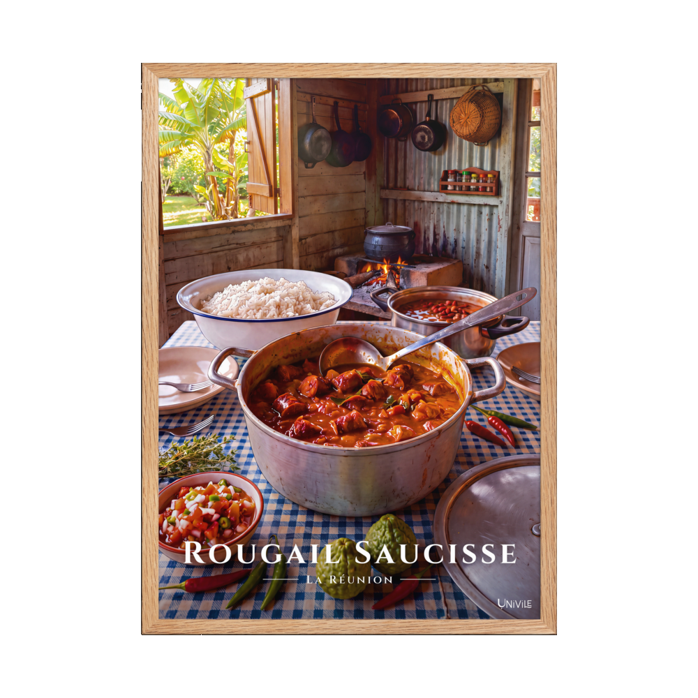 Affiche de La Réunion Rougail Saucisse 50 × 70 cm / Oak - Univile La Réunion