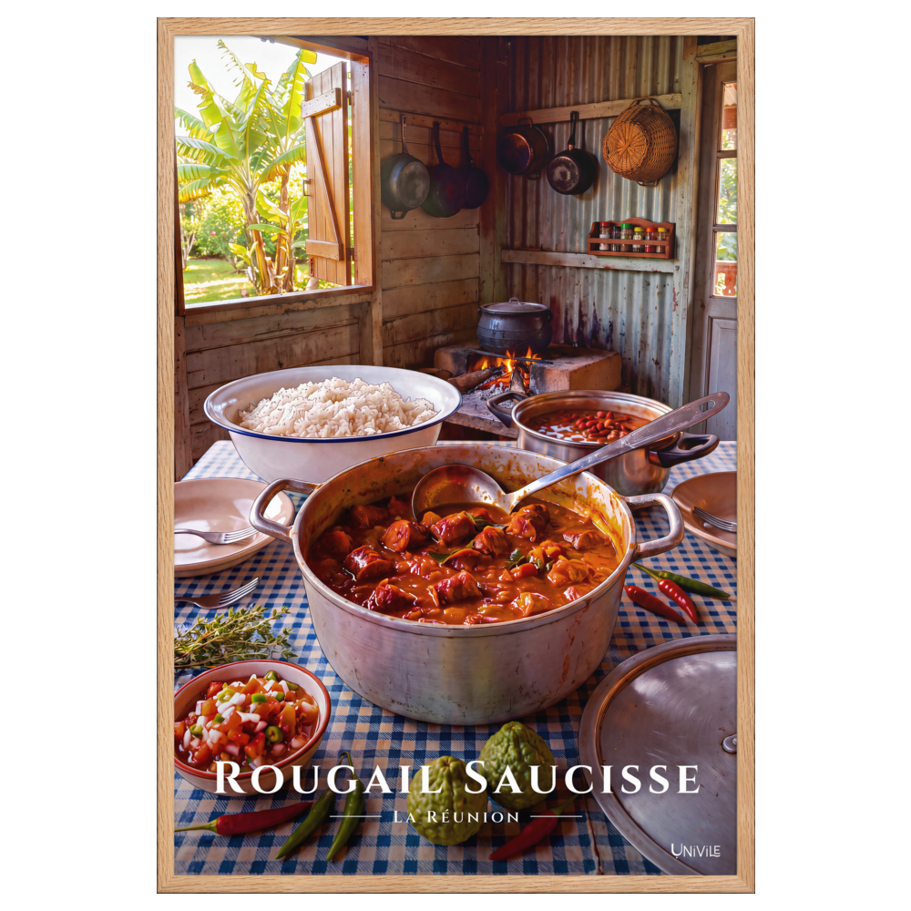 Affiche de La Réunion Rougail Saucisse 61 × 91 cm / Oak - Univile La Réunion