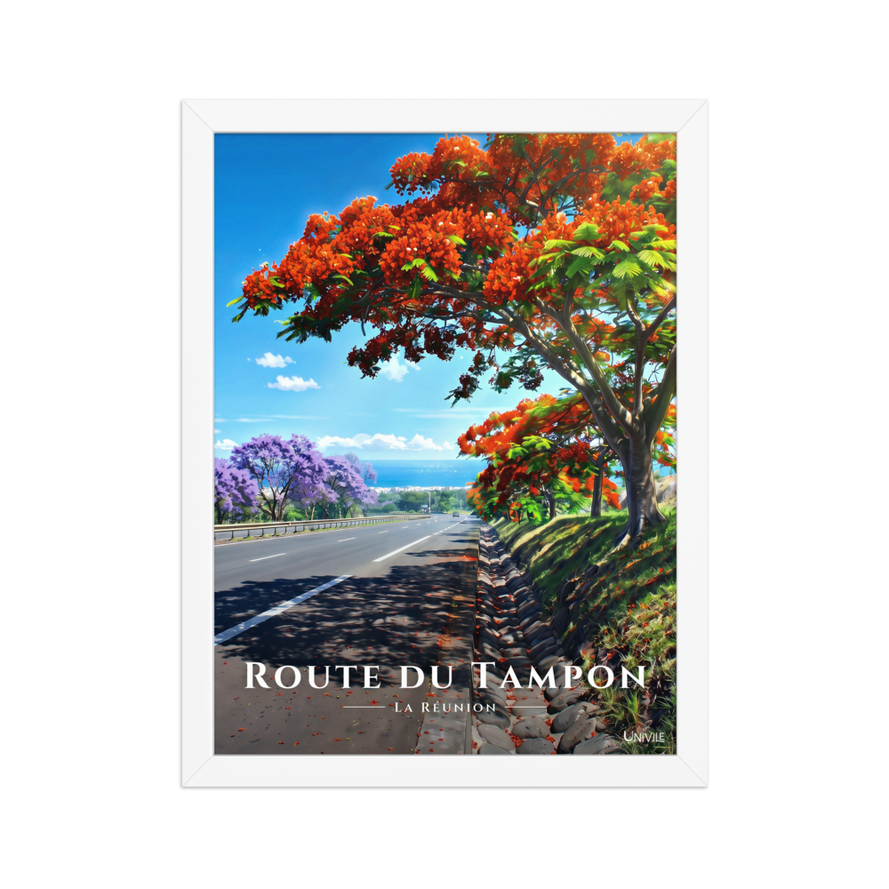 Affiche de La Réunion Route du Tampon 30 × 40 cm / Blanc - Univile La Réunion
