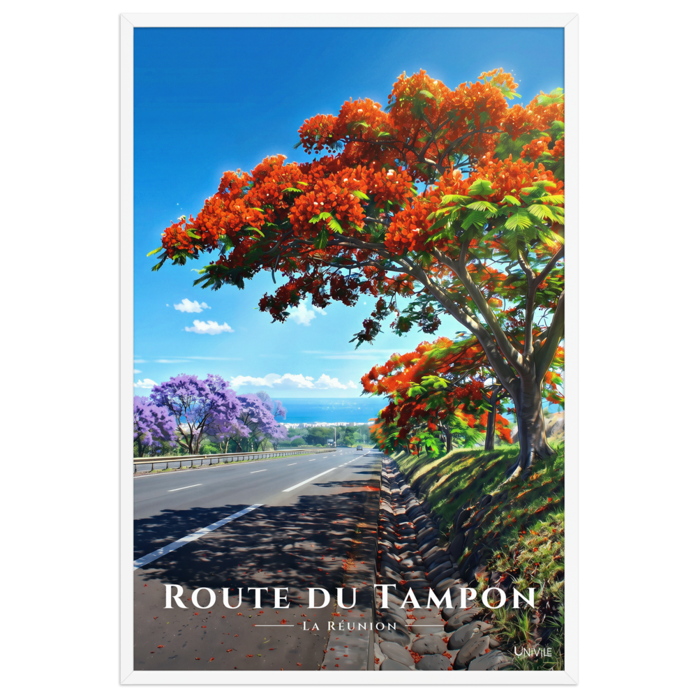 Affiche de La Réunion Route du Tampon 61 × 91 cm / Blanc - Univile La Réunion