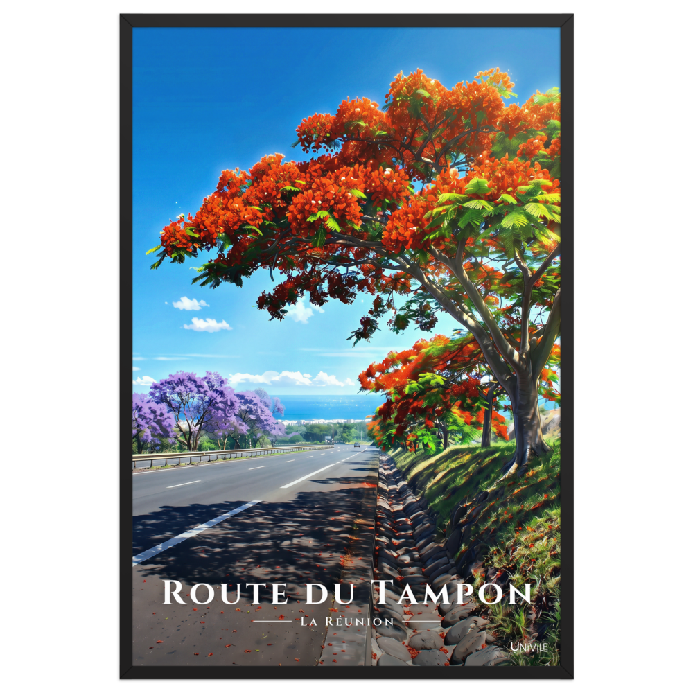 Affiche de La Réunion Route du Tampon 61 × 91 cm / Noir - Univile La Réunion