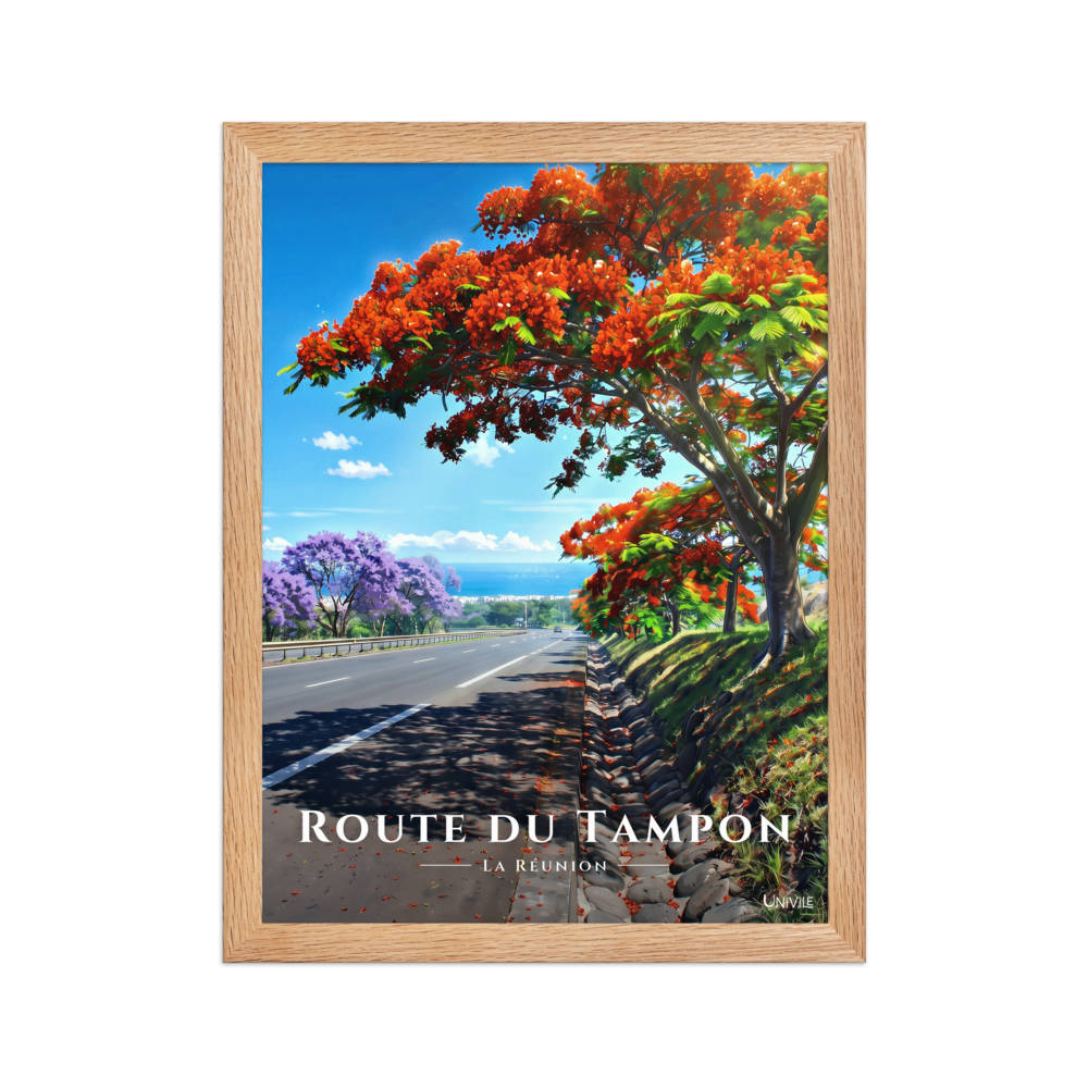 Affiche de La Réunion Route du Tampon 30 × 40 cm / Oak - Univile La Réunion