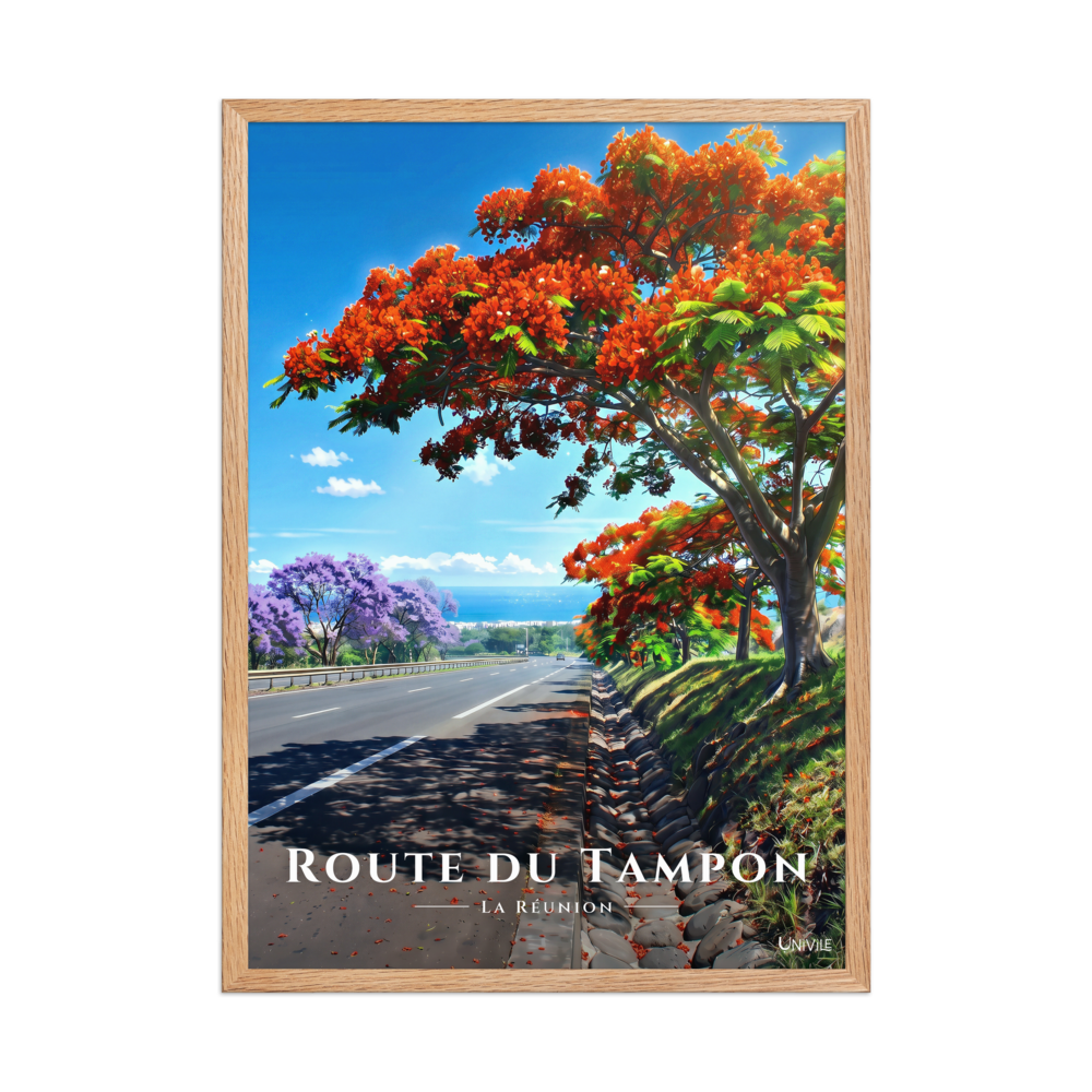Affiche de La Réunion Route du Tampon 50 × 70 cm / Oak - Univile La Réunion