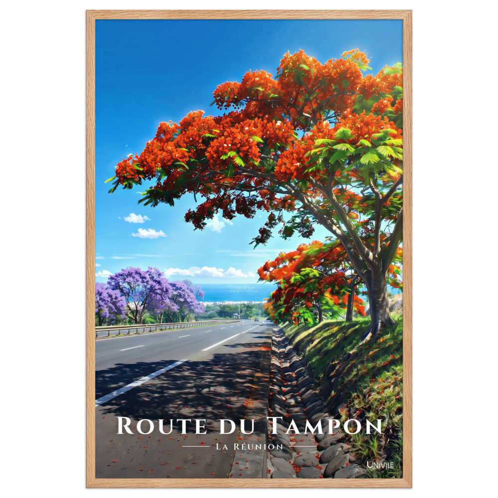 Affiche de La Réunion Route du Tampon 61 × 91 cm / Oak - Univile La Réunion