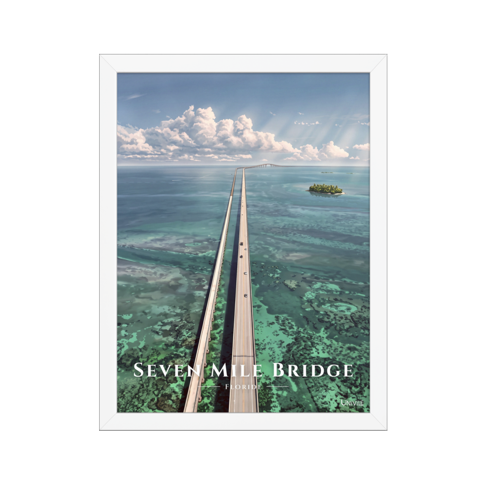 Affiche de Floride Seven Mile Bridge 30 × 40 cm / Blanc - Univile Floride